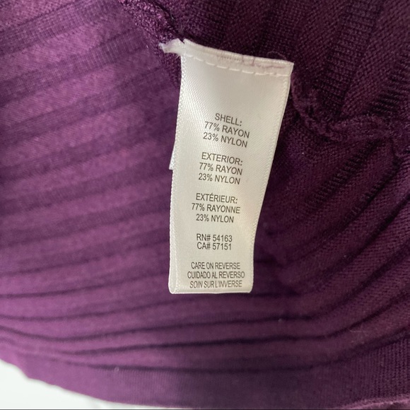 Calvin Klein Purple Knit Bell Flare Sleeve Cowl Neck Sweater Medium - Picture 5 of 5